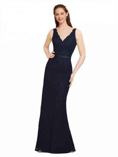 Shop Lace Bridesmaid Dress with Satin Waistband and Open Back Perth