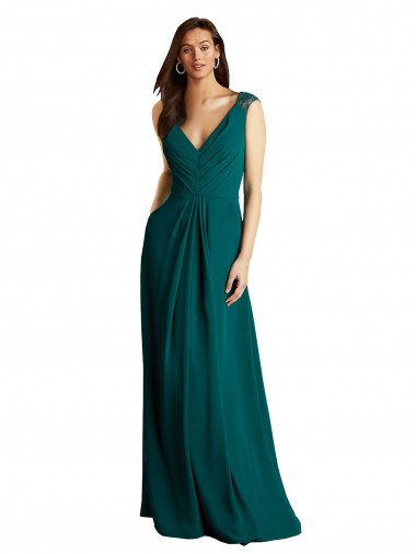 Shop Long A-Line Lace and Chiffon Bridesmaid Dress with Open Back Perth