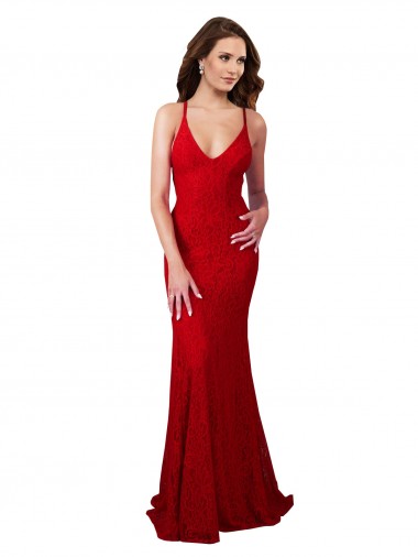Shop Low Back V-Neckline Floor Length Formal Lace Bridesmaid Dress / Prom Dress Perth