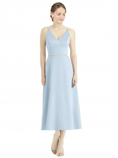 Shop Short Tea Length V-Neck Satin Bridesmaid Dress Perth
