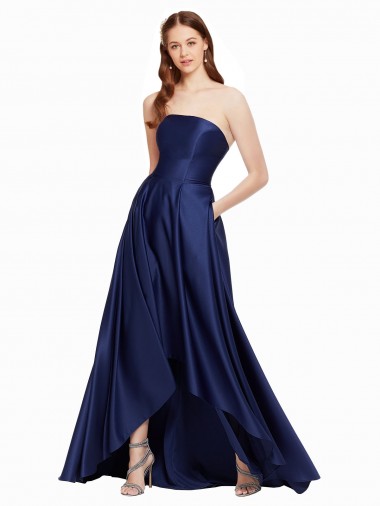 Shop High Low Strapless Formal Satin Bridesmaid Dress / Prom Dress with Pockets Perth