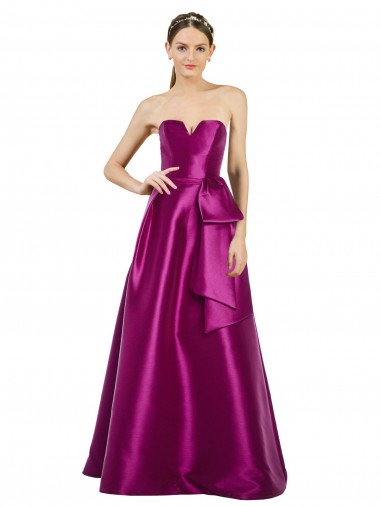 Shop Sleeveless V-Neck Long Satin Bridesmaid Dress / Prom Dress with Bow Waist Perth