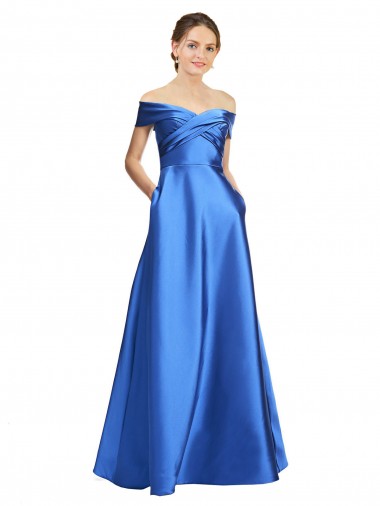 Shop Sleeveless Off the Shoulder Ball Gown Formal Satin Bridesmaid Dress / Prom Dress Perth