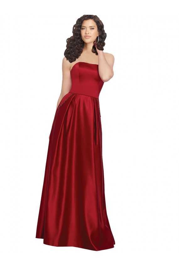Strapless Satin Bridesmaids Dress with Beaded Pocket and Soft Pleating Perth