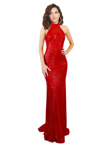 Shop Halter High Neck Mermaid Open Back Formal Sequin Bridesmaid Dress / Prom Dress Perth