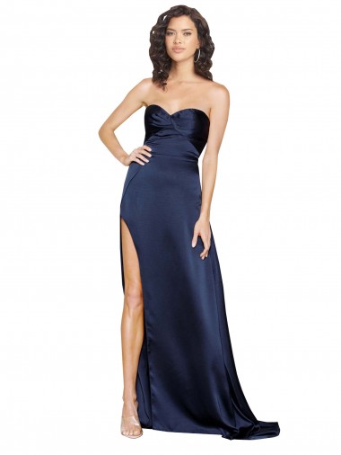 Shop Knotted Sweetheart Formal Silky Satin Bridesmaid Dress / Prom Dress with High Side Split Perth