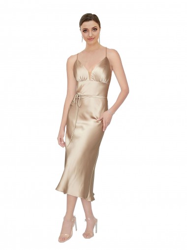 Shop Empire Waist Formal Silky Satin Cocktail Midi Bridesmaid Dress / Prom Dress Perth