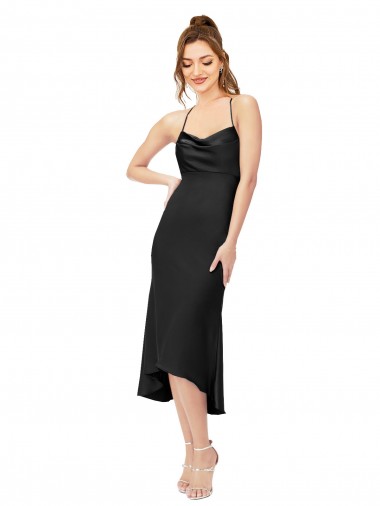 Shop High Low Formal Silky Satin Cowl Neck Cocktail Midi Bridesmaid Dress / Prom Dress Perth