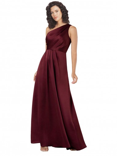 Shop One Shoulder Formal Silky Satin Bridesmaid Dress / Prom Dress with Subtle Pleats Perth
