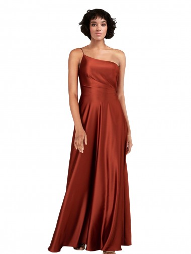 Shop Sophisticated One Shoulder Formal Silky Satin Bridesmaid Dress / Prom Dress with Full Skirt Perth