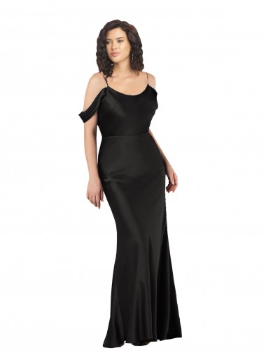 Shop Off the Shoulder Sleeves Formal Silky Satin Bridesmaid Dress / Prom Dress with Skirt Slit Perth