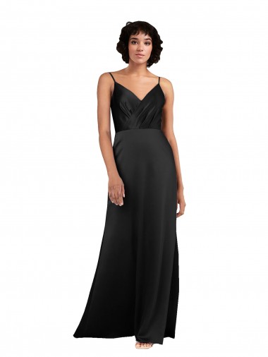 Shop Full Length V-Neckline Formal Silky Satin Bridesmaid Dress / Prom Dress with Spaghetti Straps Perth