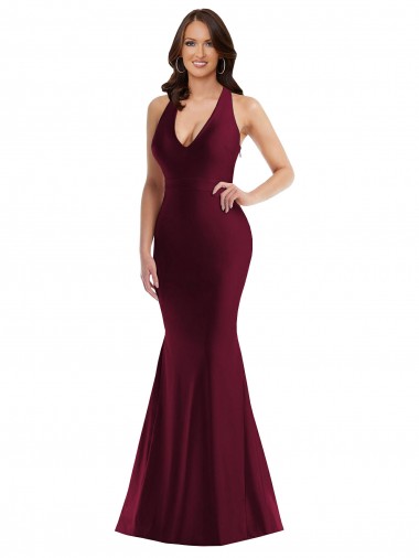 Shop Plunge Neckline Cutout Low Back Formal Silky Satin Mermaid Bridesmaid Dress / Prom Dress Perth