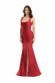 Square Neck Formal Silky Satin Mermaid Bridesmaid Dress / Prom Dress with Side Slit