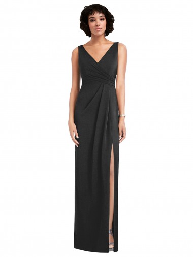 Shop Draped Wrap Formal Maxi Spandex Bridesmaid Dress / Prom Dress with Front Slit Perth