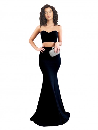 Shop Two Piece High Neck Formal Crepe Bridesmaid Dress / Prom Dress Perth