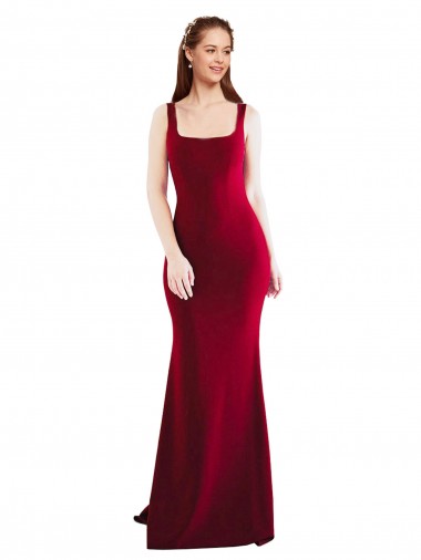 Shop Square Neckline and Backline Fitted Formal Crepe Bridesmaid Dress / Prom Dress Perth