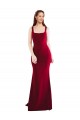 Square Neckline and Backline Fitted Formal Crepe Bridesmaid Dress / Prom Dress