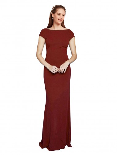 Shop Cap Sleelves Mermaid Formal Crepe Bridesmaid Dress / Prom Dress Keyhole Back Perth