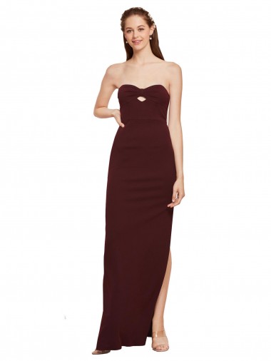Shop Twisted Strapless Keyhole Long Formal Crepe Bridesmaid Dress / Prom Dress with Slit Perth