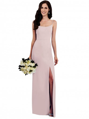 Shop Spaghetti Strap V Back Formal Crepe Bridesmaid Dress / Prom Dress with Front Slit Perth