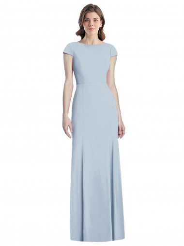 Shop Bateau Neck Cap Sleeves Open Back Trumpet Bridesmaid Dress / Prom Dress Perth