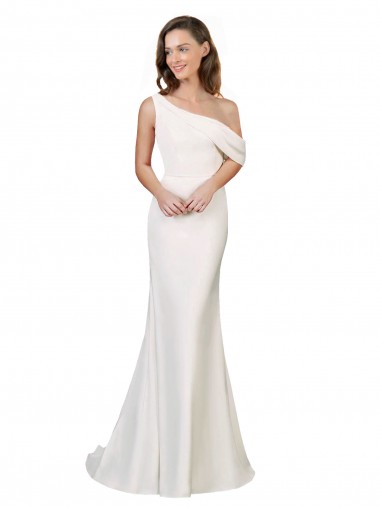 Shop One Shoulder Formal Crepe Bridesmaid Dress / Prom Dress with Draped Off the Shoulder Strap Perth