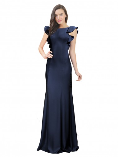 Shop Sleeveless Crepe Bridesmaid Dress / Prom Dress with Cascading Ruffle and Keyhole Back Perth