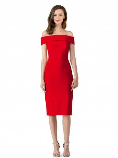 Shop Off the Shoulder Square Neck Cocktail Length Bridesmaid Dress / Prom Homecoming Dress Perth