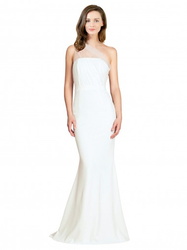Shop Soft Tulle Shoulder Overlay Mermaid One Shoulder Formal Crepe Bridesmaid Dress Perth