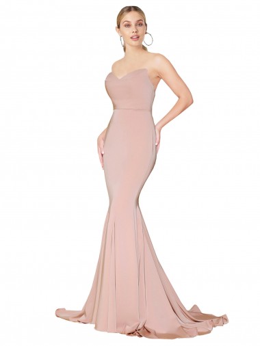 Shop Sweep Train Sweetheart Long Mermaid Formal Crepe Bridesmaid Dress / Prom Dress Low Back Perth