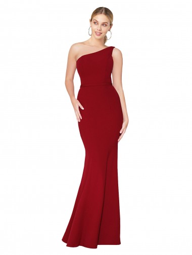 Shop One Shoulder Long High Neck Sleeveless Mermaid Formal Crepe Bridesmaid Dress / Prom Dress Perth
