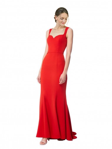 Shop Long Chapel Train Fishtail Maxi Formal Crepe Bridesmaid Dress / Prom Dress with Sweetheart Neckline Perth