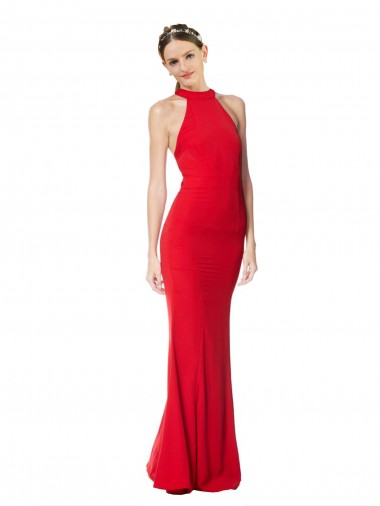 Shop Halter Neck Keyhole Back Sleeveless Formal Crepe Maxi Bridesmaid Dress / Prom Dress Perth