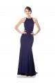 High Neck Fishtail Formal Crepe Bridesmaid Dress / Prom Dress with Open Back Detail