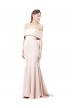 Mermaid Bardot Maxi Formal Crepe Bridesmiad Dress with Fishtail Train