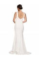 Square Neck Long Sheath Sweep Train Crepe Bridesmaid Dress / Prom Dress 