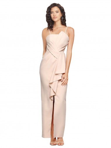 Shop Long Full Length Ruffles Strapless Low Back Crepe Bridesmaid Dress / Prom Dress with Straps Perth
