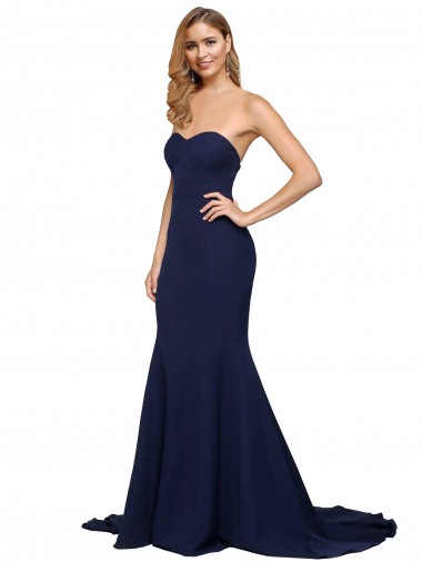 Shop Fit and Flare Sweetheart Long Formal Crepe Bridesmaid Dress / Prom Dress with Sweep Train Perth