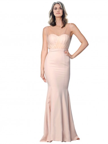 Shop Full Length Sweetheart Formal Crepe Bridesmaid Dress / Prom Dress with Tulle Overlay Perth