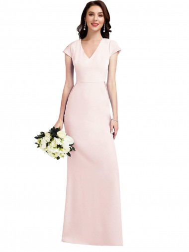 Shop Cap Sleeve A-Line Formal Crepe Bridesmaid Dress / Prom Dress with Pockets Perth
