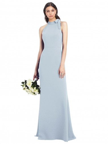 Shop Halter Bow Neck Open Back Soft Full Length Trumpet Bridesmaid Dress / Prom Dress Perth