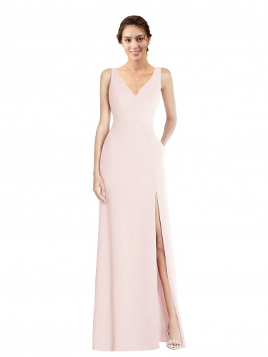 Shop Square Neck Low Back A-Line Bridesmaid Dress / Prom Dress with Front Slit and Pockets Perth