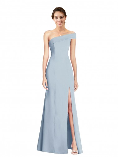 Shop Asymmetrical Off the Shoulder Cuff Trumpet Formal Crepe Bridesmaid Dress / Prom Dress With Front Slit Perth