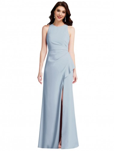 Shop Halter Maxi Bridesmaid Dress / Prom Dress with Cascade Ruffle Slit Perth