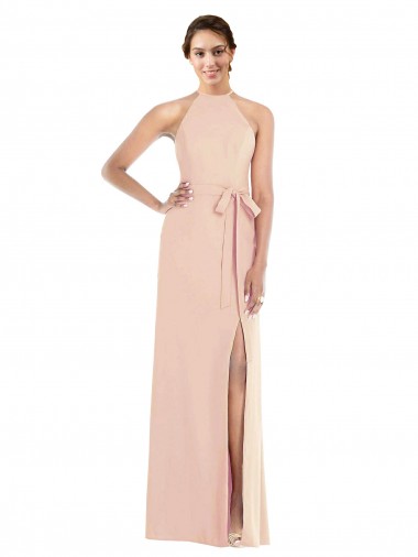 Shop Halter Criss Cross Cutout Back Maxi Formal Crepe Bridesmaid Dress / Prom Dress Perth