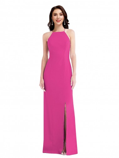 Shop Open Back High Neck Halter Trumpet Formal Crepe Bridesmaid Dress / Prom Dress Perth