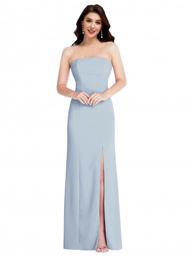 Shop Strapless Scoop Back Maxi Formal Crepe Bridesmaid Dress / Prom Dress with Front Slit Perth