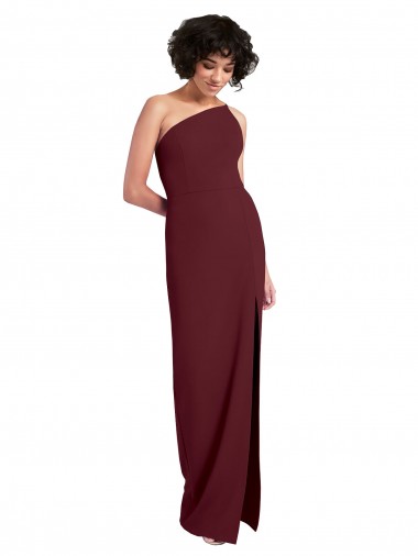 Shop Sleek One Shoulder Long Formal Crepe Bridesmaid Dress / Prom Dress with Daring Slit Perth