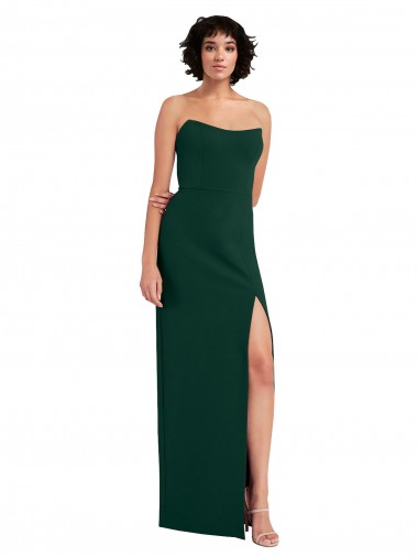 Shop Scooped Strapless Neckline Formal Crepe Bridesmaid Dress / Prom Dress with Side Slit Perth